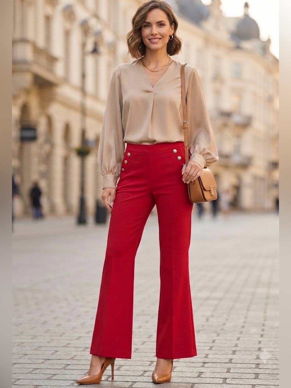 Rachel Zoe Red High-Waist Sailor pull over size 8 woman pants